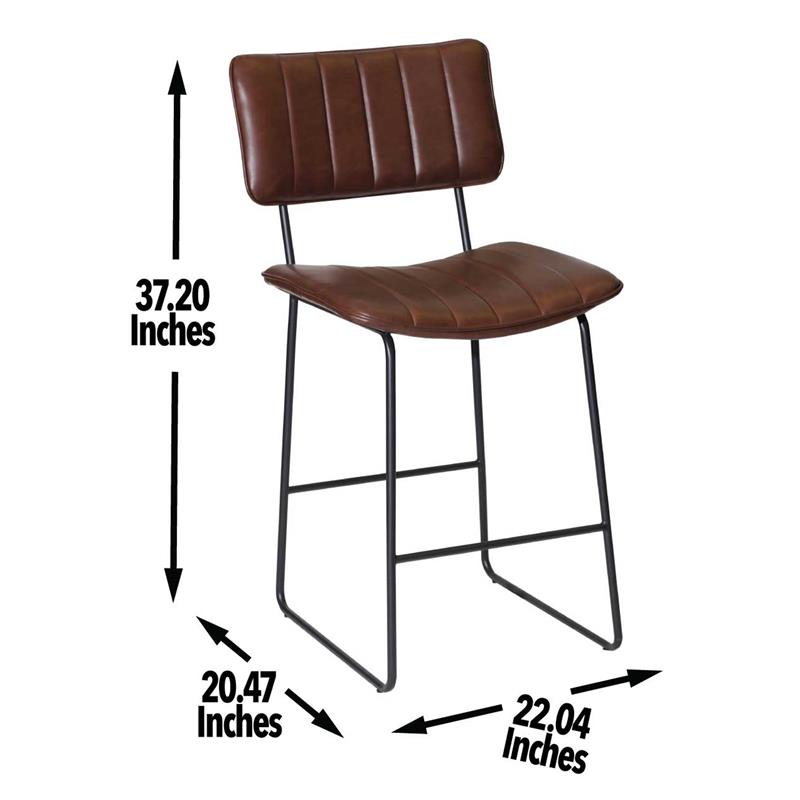 Tribeca Metal and Brown Faux Leather Commercial Grade Counter Stool