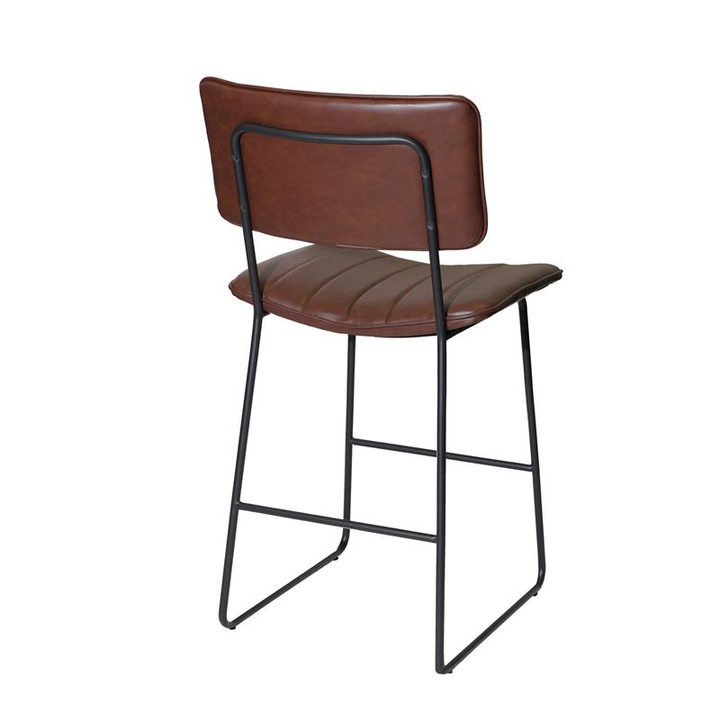 Tribeca Metal and Brown Faux Leather Commercial Grade Counter Stool