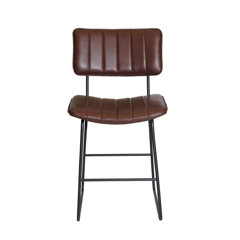 Tribeca Metal and Brown Faux Leather Commercial Grade Counter Stool