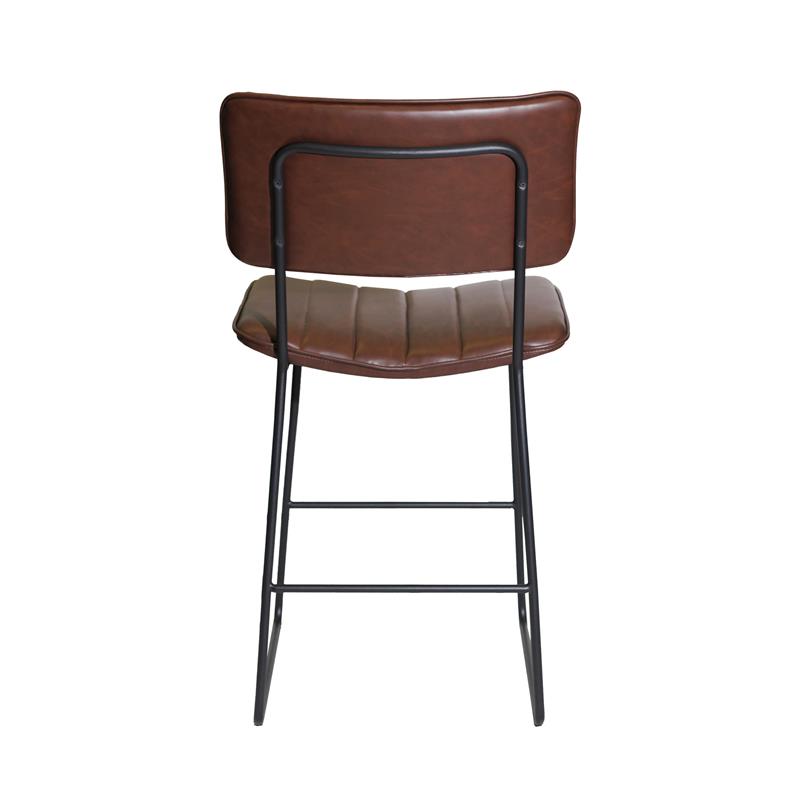 Tribeca Metal and Brown Faux Leather Commercial Grade Counter Stool
