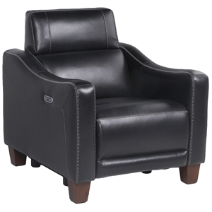 giorno power recliner - black leather