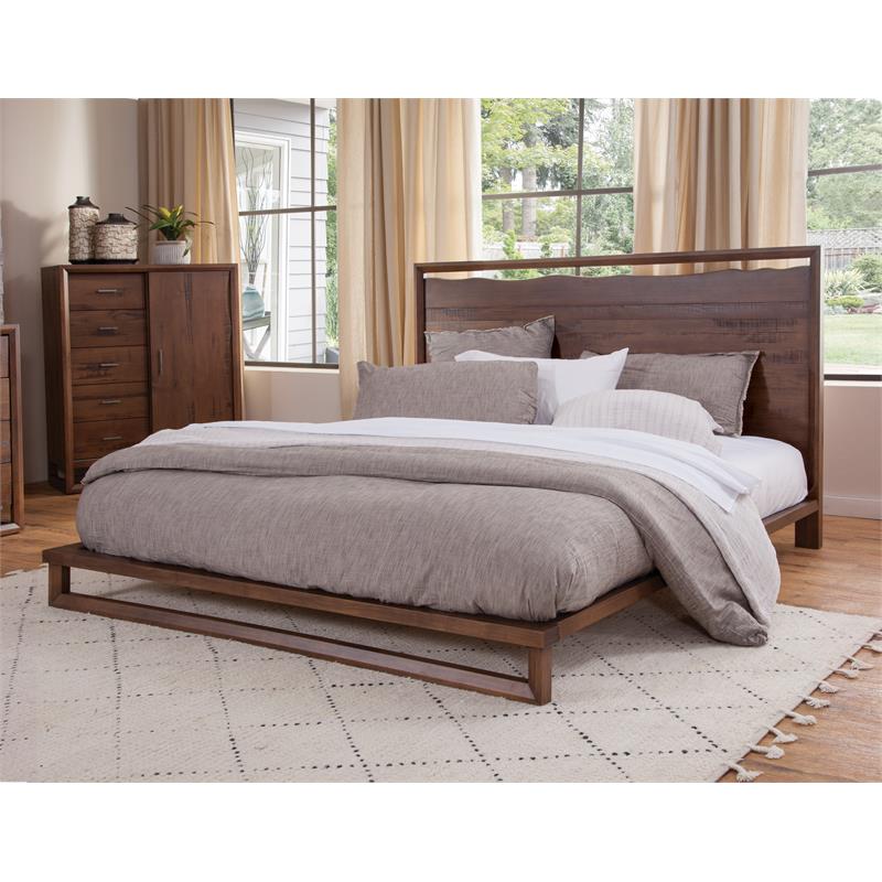Lofton Queen Mocha Brown Wood Platform Bed