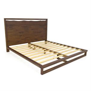 lofton queen mocha brown wood platform bed