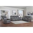 Morrison Power Console Loveseat Stone Faux Suede Fabric