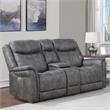 Morrison Power Console Loveseat Stone Faux Suede Fabric