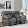 Morrison Power Console Loveseat Stone Faux Suede Fabric