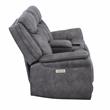 Morrison Power Console Loveseat Stone Faux Suede Fabric