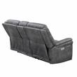 Morrison Power Console Loveseat Stone Faux Suede Fabric