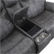 Morrison Power Console Loveseat Stone Faux Suede Fabric
