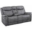 Morrison Power Console Loveseat Stone Faux Suede Fabric