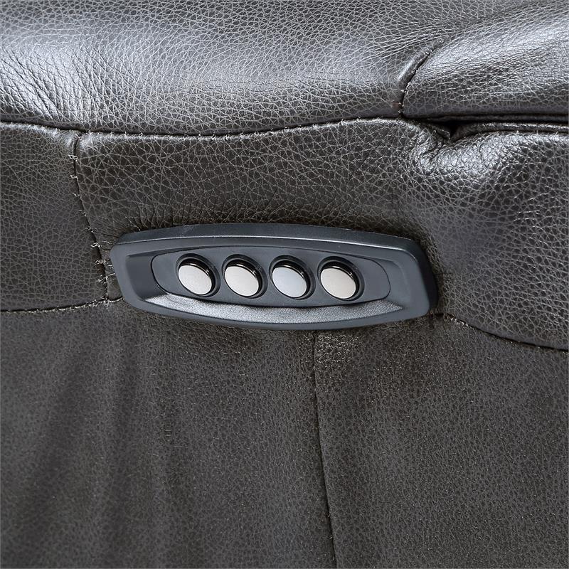 Denver Genuine Leather Power Recliner with Power Headrest - Charcoal