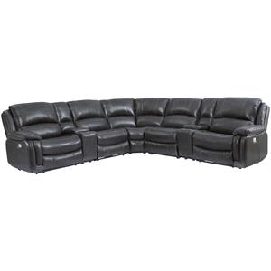 denver 7 piece charcoal leather power reclining sectional