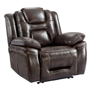 Oportuna Brown Faux Leather Dual Power Recliner
