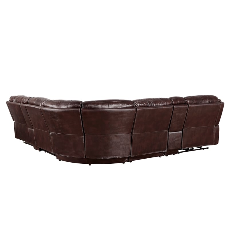 Denver Brown Leather 7-Piece Power Reclining Sectional