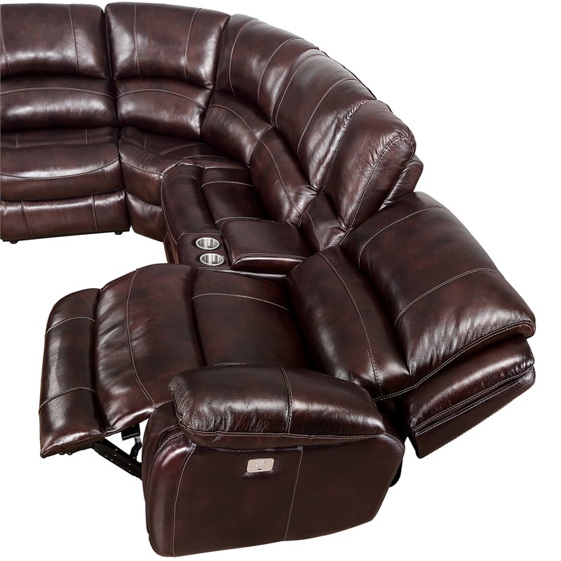 Denver Brown Leather 7-Piece Power Reclining Sectional