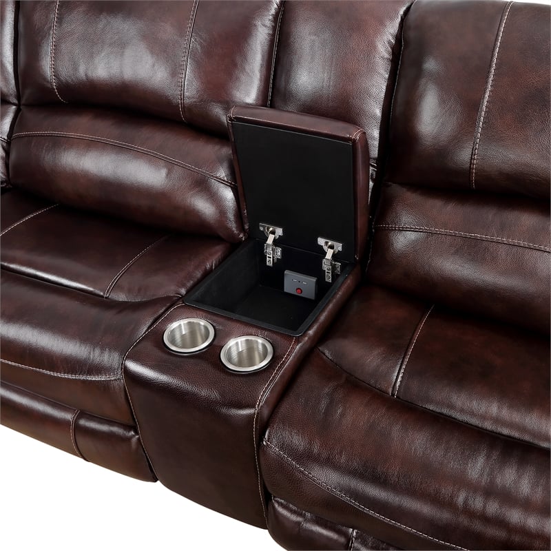 Denver Brown Leather 7-Piece Power Reclining Sectional