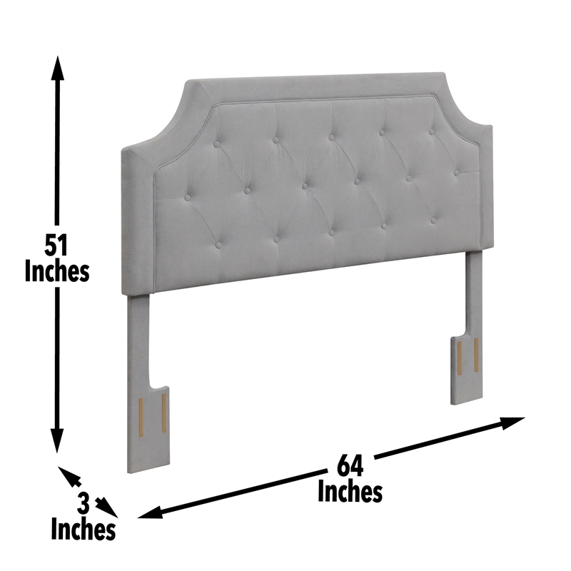 Alta Gray Microfiber Upholstered Diamond Tufted Queen Headboard