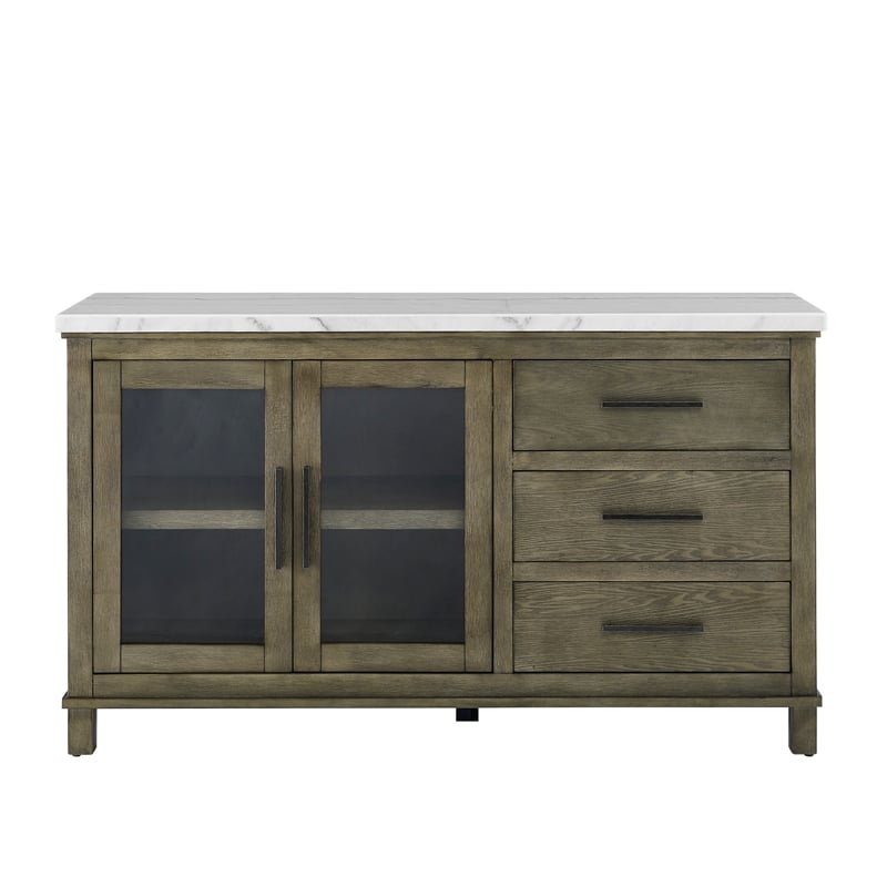 steve silver grayson 60&quot white marble top server