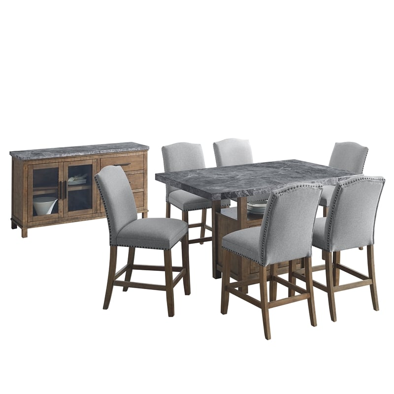 Grayson Gray Marble Counter 8-Piece Dining Set