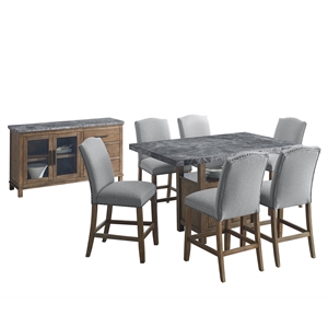 grayson gray marble counter 8-piece dining set