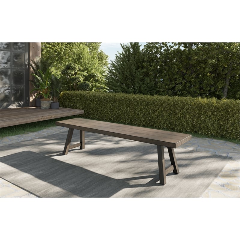 Marina Brown Aluminum Patio Backless Bench