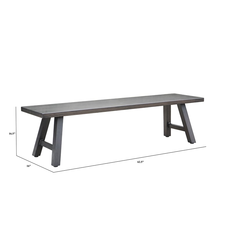 Marina Brown Aluminum Patio Backless Bench