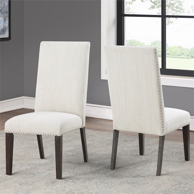Hutchins Washed Espresso Wood with Cream Upholstery Dining Chair