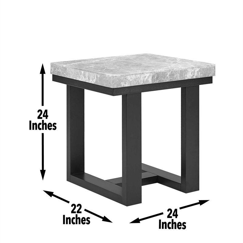 Lucca Gray  Marble and Espresso Wood 3-piece Occasional Set
