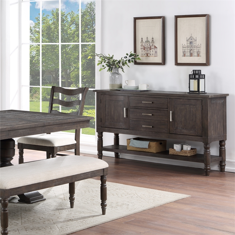 Steve Silver Hutchins Washed Espresso 3- Drawer Wood Server