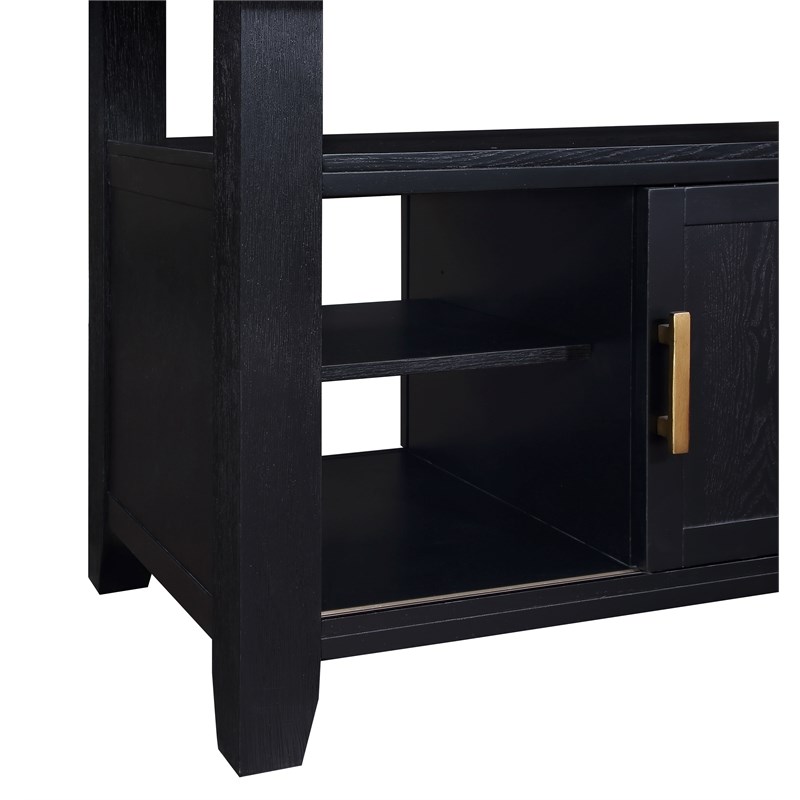 Yves Rubbed Charcoal Wood Counter Height Storage 5-Piece Dining Set