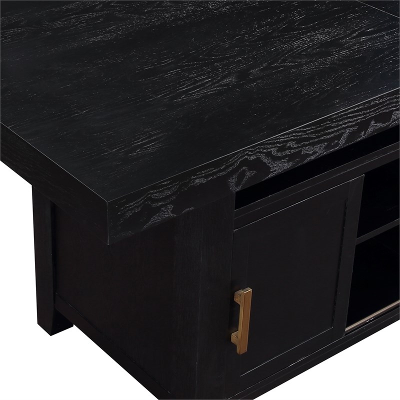 Yves Rubbed Charcoal Wood Counter Height Storage 5-Piece Dining Set