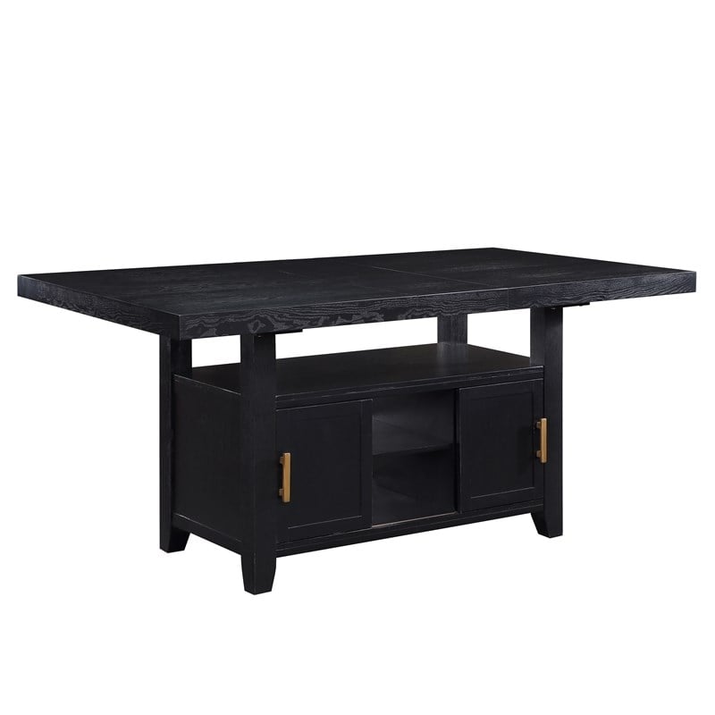 Yves Rubbed Charcoal Wood Counter Height Storage 5-Piece Dining Set