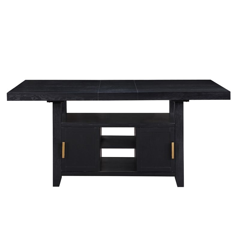 Yves Rubbed Charcoal Wood Counter Height Storage 5-Piece Dining Set