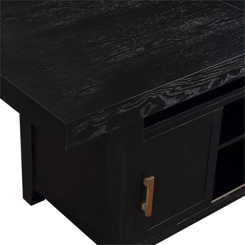 Yves Rubbed Charcoal Wood Counter Height Storage 7-Piece Dining Set