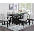Yves Rubbed Charcoal Wood Counter Height Storage 7-Piece Dining Set