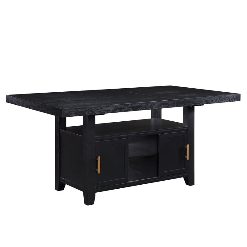 Yves Rubbed Charcoal Wood Counter Height Storage 6-Piece Dining Set
