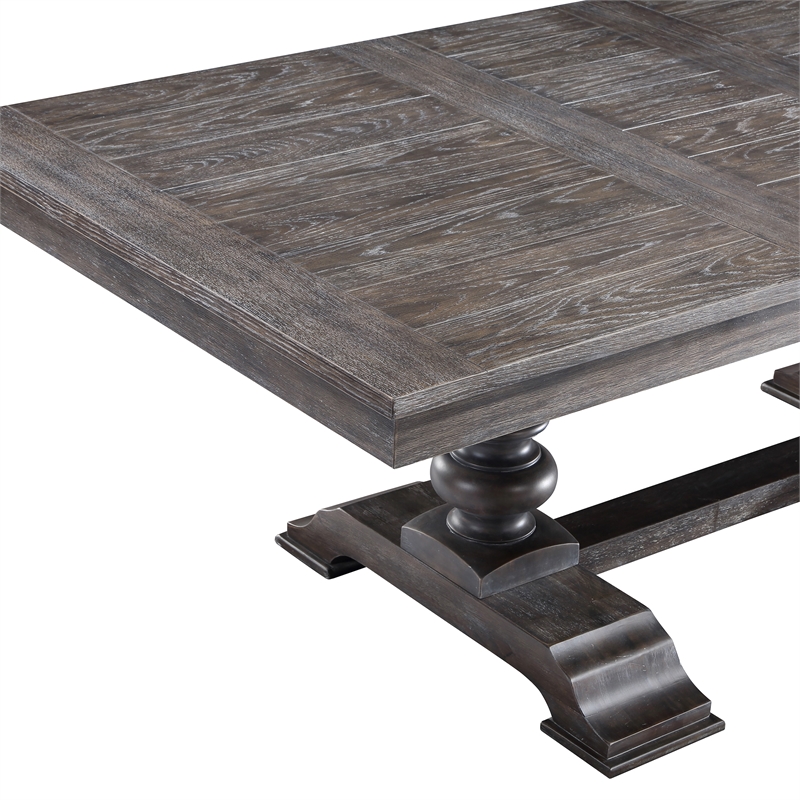 Hutchins Washed Espresso Wood 7-Piece Dining Set with 2 Upholstered Chairs