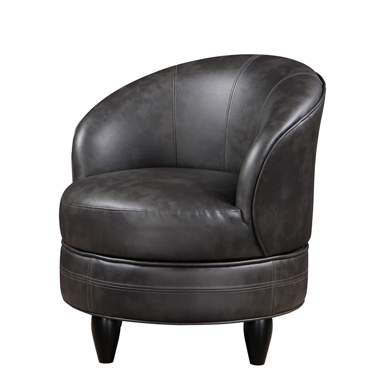 Sophia Swivel Accent Chair in Gray Faux Leather