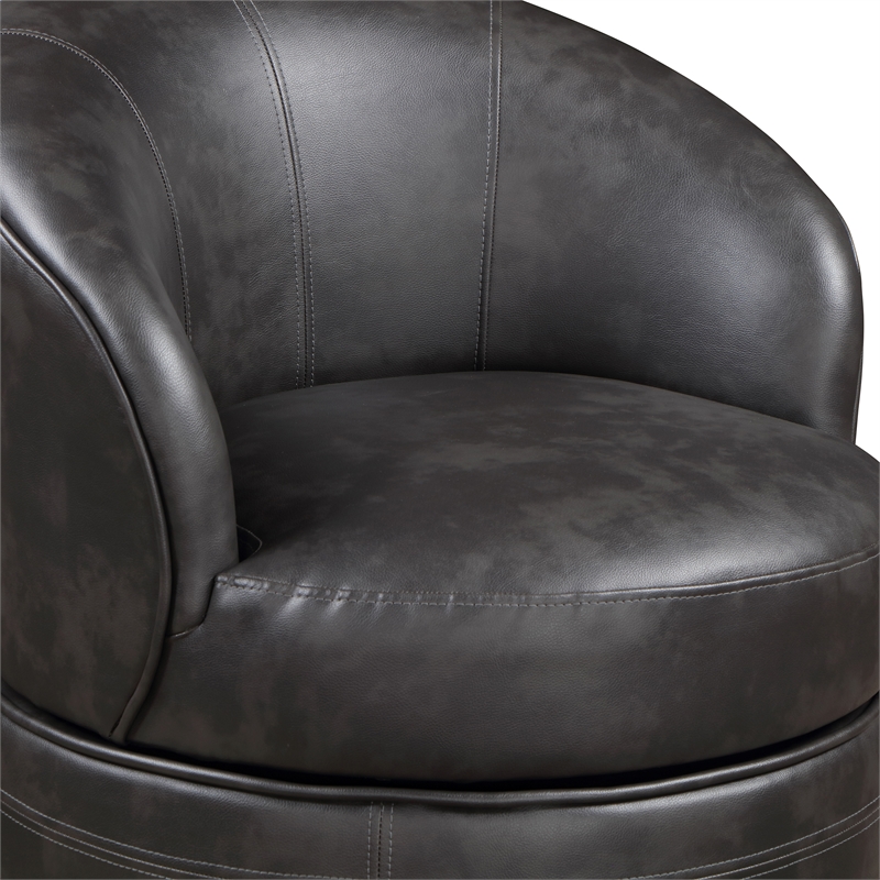 Sophia Swivel Accent Chair in Gray Faux Leather
