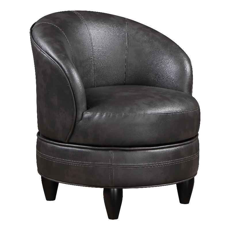 Sophia Swivel Accent Chair in Gray Faux Leather