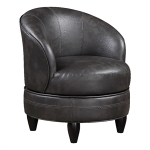 sophia swivel accent chair in gray faux leather
