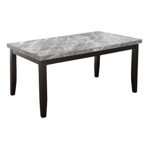 Steve Silver Company Napoli Marble Top Dining Table in Gray/Black Finish