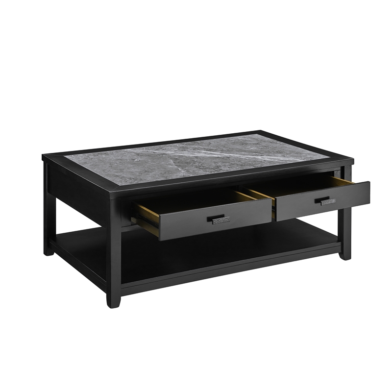 Garvine Gray Stone Top Cocktail Table with Casters