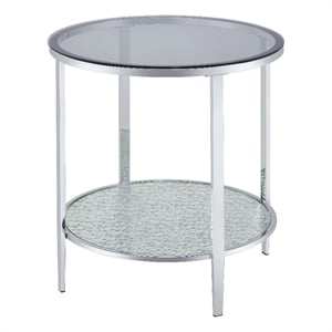 Frostine Round Chrome and Tempered Glass End Table