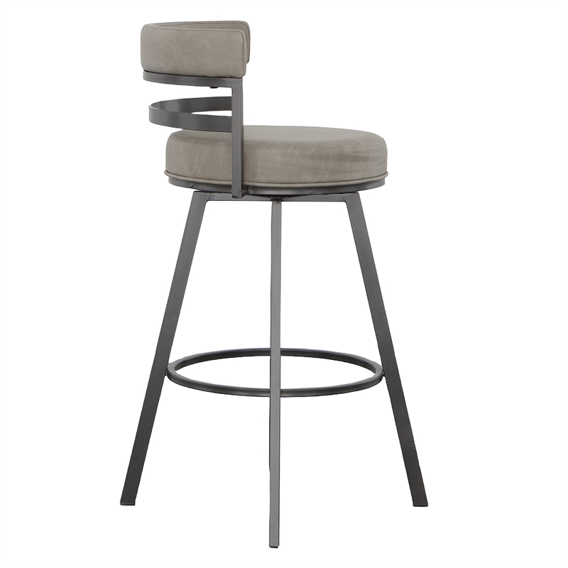 Gene Metal and Beige Faux Leather Swivel Bar Stool