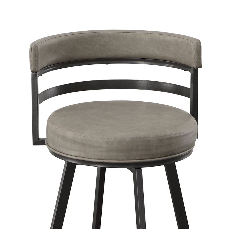 Gene Metal and Beige Faux Leather Swivel Bar Stool