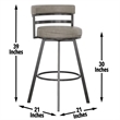 Gene Metal and Beige Faux Leather Swivel Bar Stool