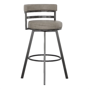 Gene Metal and Beige Faux Leather Swivel Bar Stool