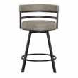 Gene Metal and Gray Faux Leather Swivel Counter Stool