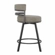 Gene Metal and Gray Faux Leather Swivel Counter Stool